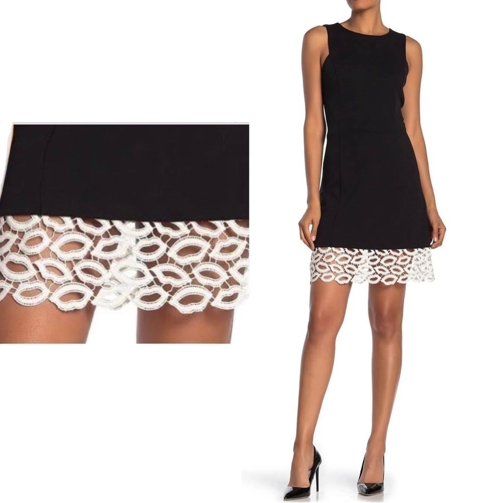 BETSEY Johnson Black & White Embroidered Lip Lace Hem Dress Women’s Size 14W